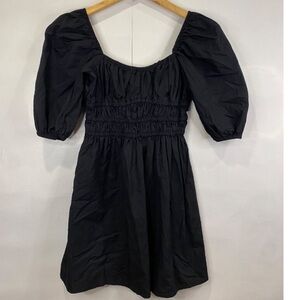 Faithfull the Brand Black Puff Sleeve dress